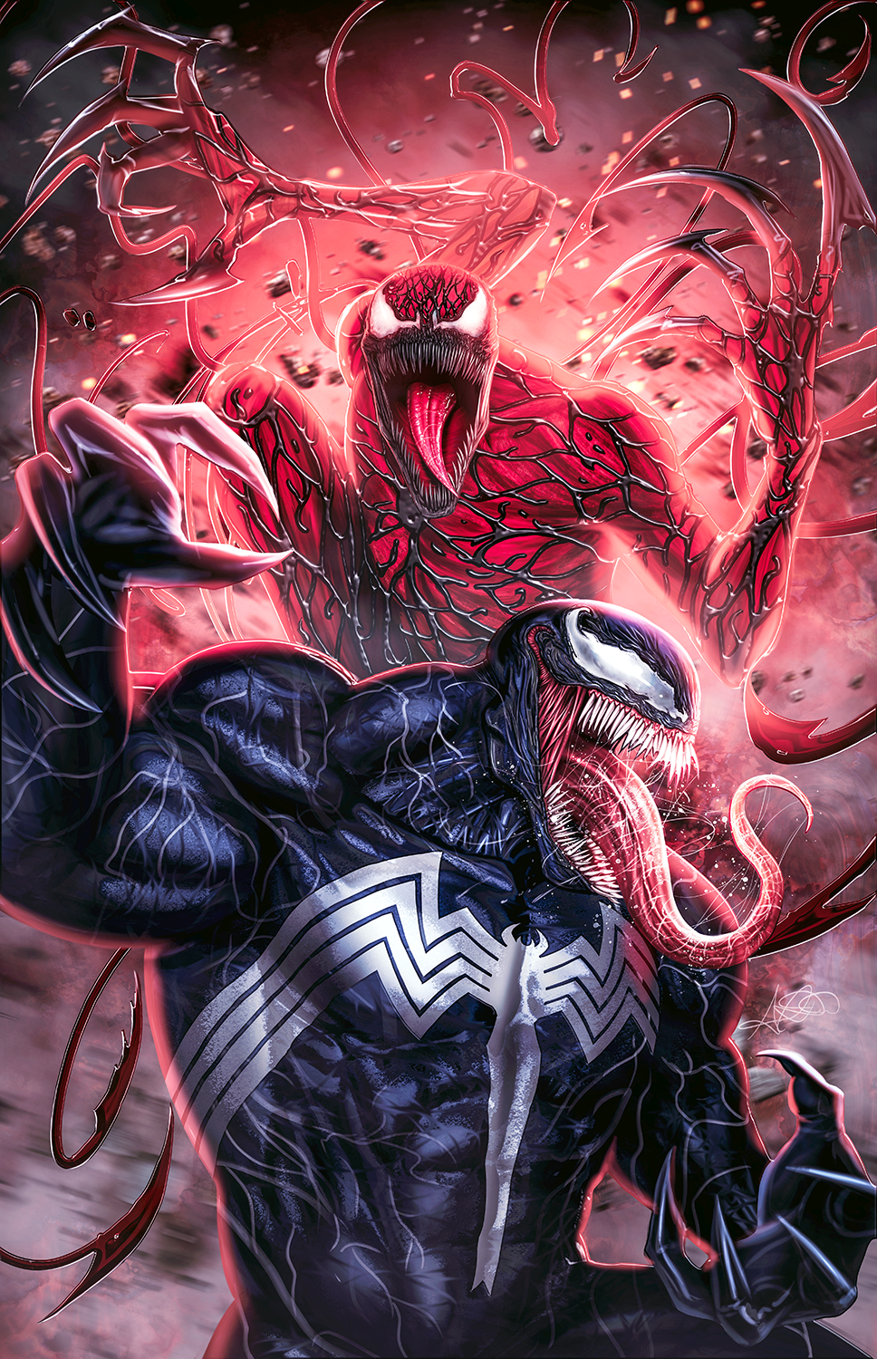 Venom Vs Carnage Fan Art Premium Semi-Gloss Art Print