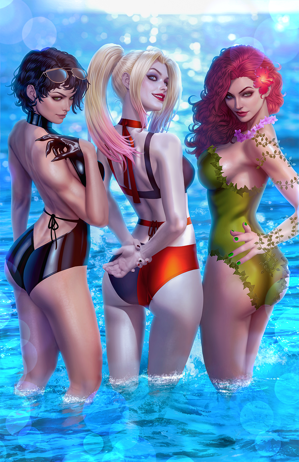 Gnort's Illustrated DC Sirens Swimsuit Premium Semi-Gloss Art Print