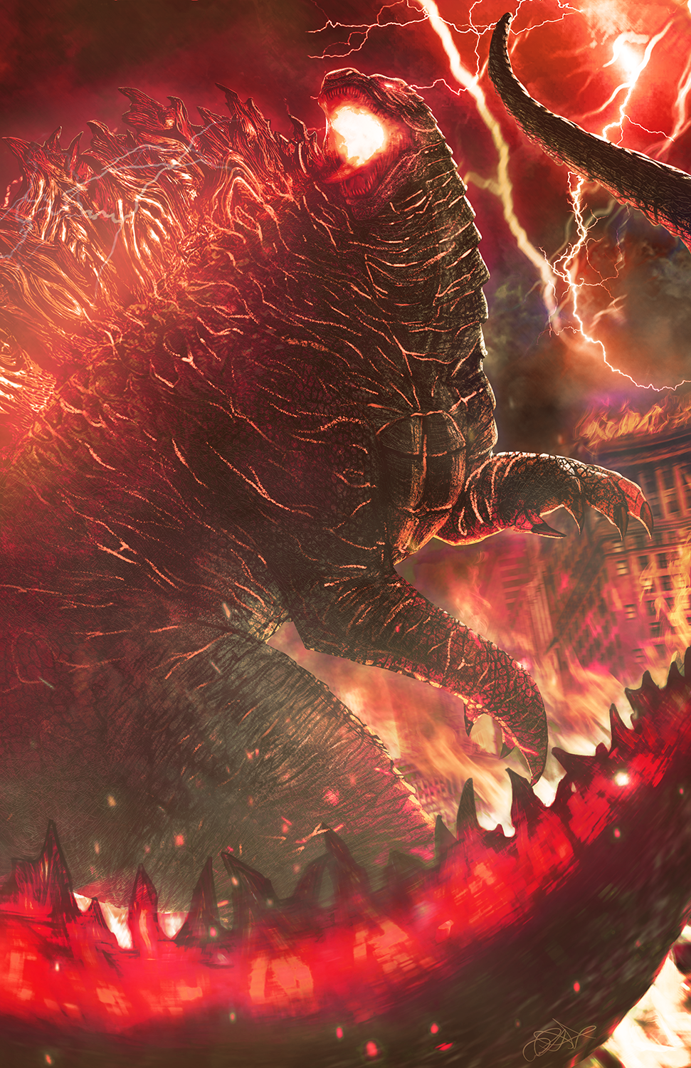 Godzilla Nuclear Fan Art Premium Semi-Gloss Art Print