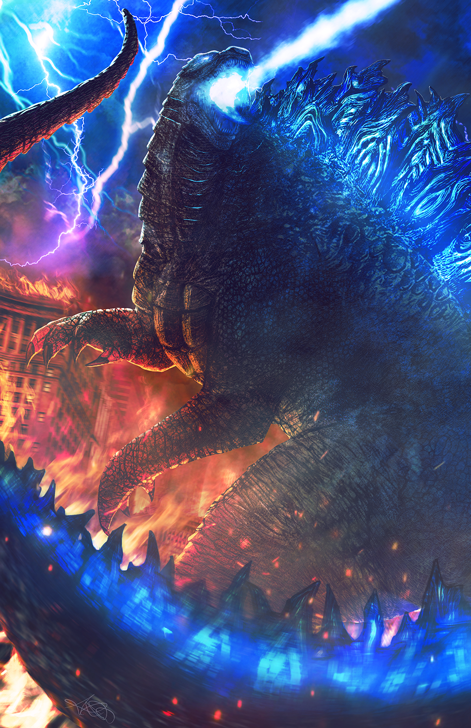 Godzilla Atomic Fan Art Premium Semi-Gloss Art Print