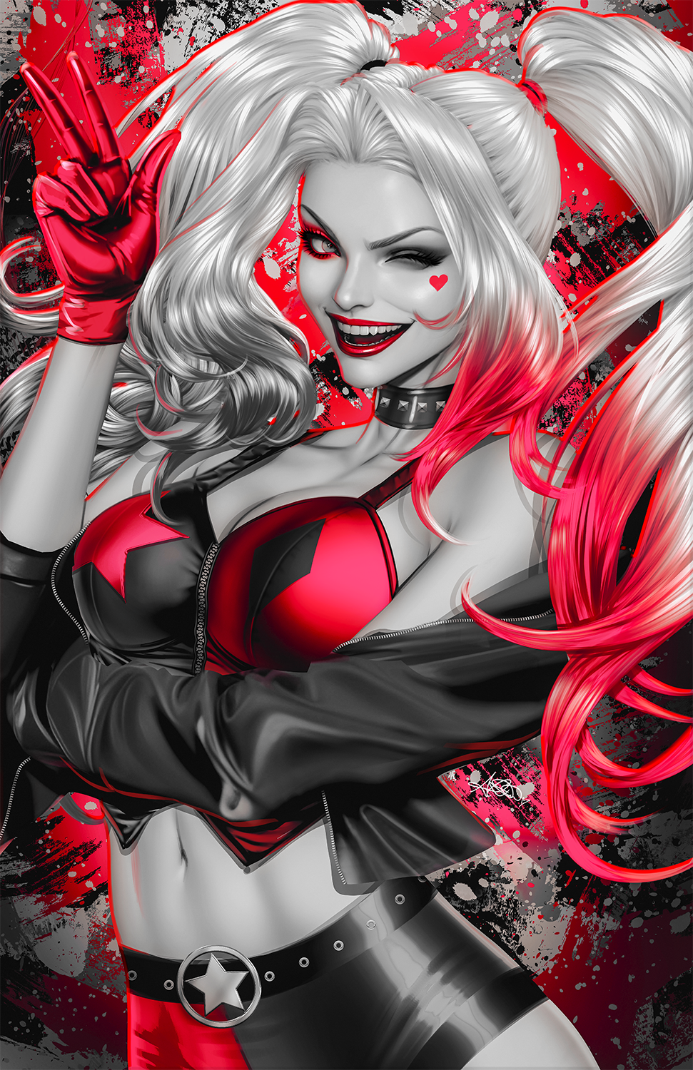 Harley Quinn: Black + White + Redder #6 Premium Semi-Gloss Art Print