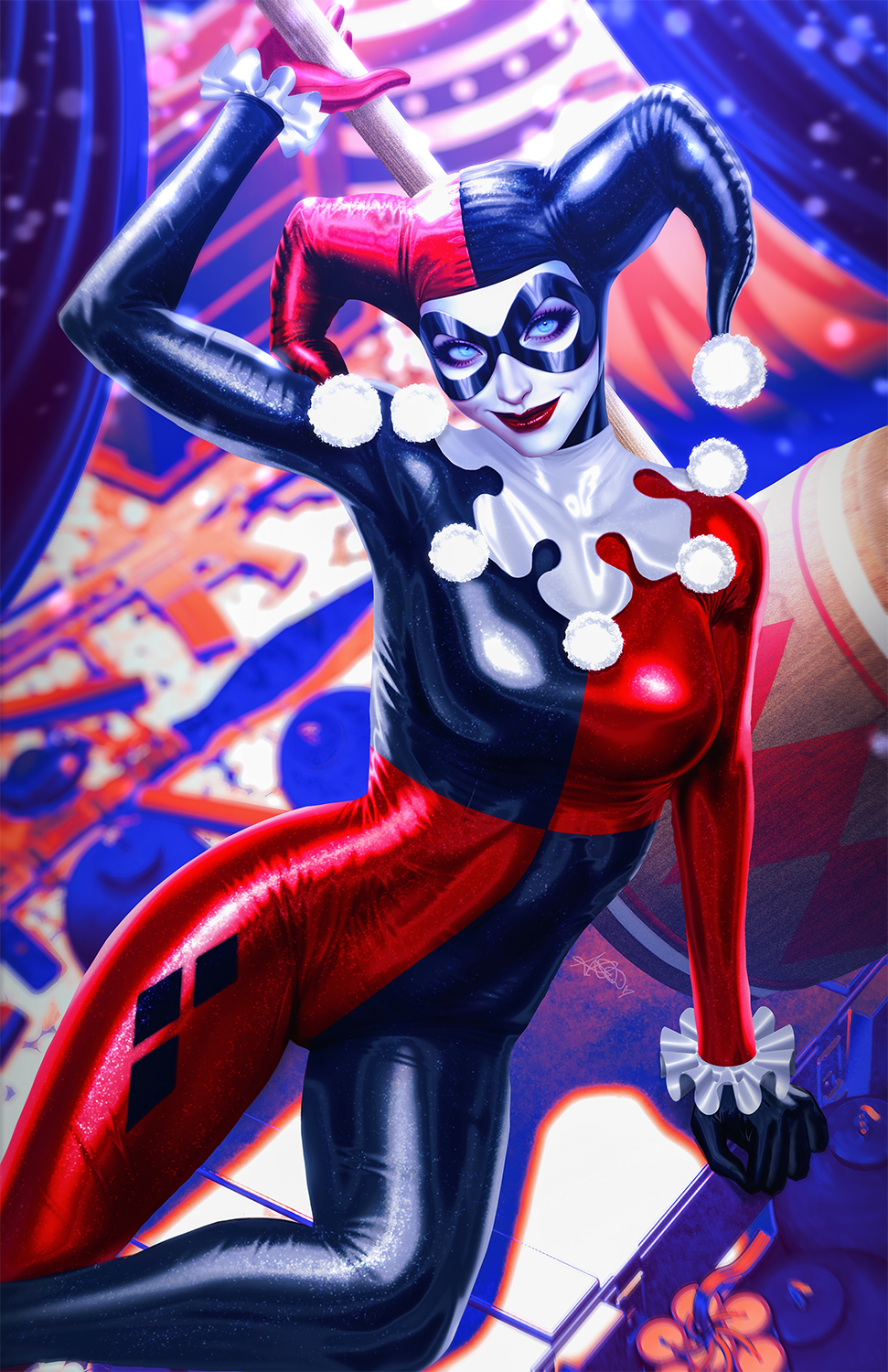 Harley Quinn Jester Premium Semi-Gloss Art Print