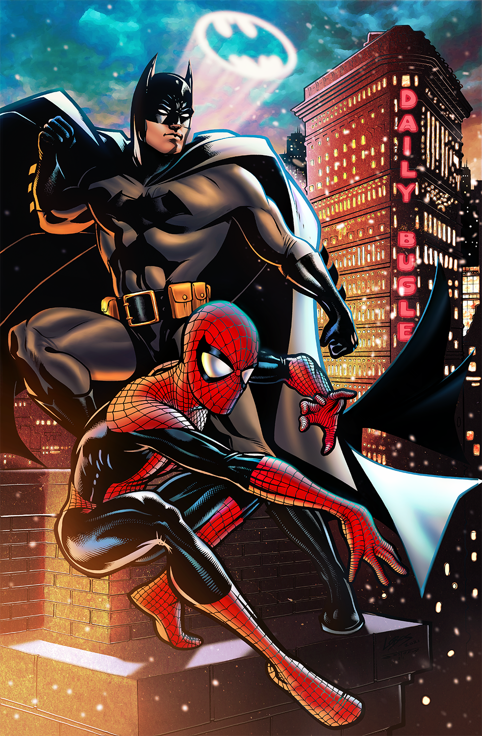 Batsy & Spidey Collab Fan Art Premium Semi-Gloss Art Print