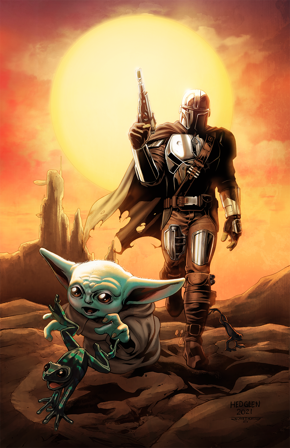 Mandalorian & Grogu Fan Art Premium Semi-Gloss Art Print